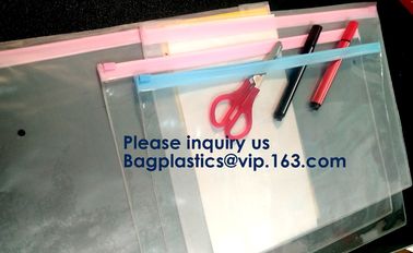 Document File Zip Bags with Hook Hanger Slider Stationary Pen Pencil Packaging Bags,Office Green Clear Zip Folders PVC F