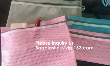 Custom Logo Size Toiletry Storage File Nylon Mesh Zipper Bag,Document mesh Bag Zip File Bag for Cosmetics Offices Suppli