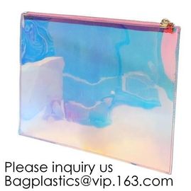 Holographic Zipper Makeup Pouch PVC Glitter Cosmetic Bag,OEM Cosmetic Pouch Plastic EVA/ PEVA Zip Lock Bag, bagease