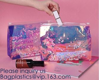 Promotional EVA cosmetic pouch bag with a rubber handle,eco friendly transparent BSCI women EVA cosmetic bag, bagease