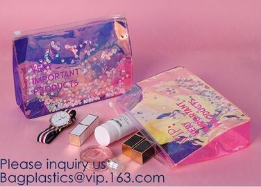 Promotional EVA cosmetic pouch bag with a rubber handle,eco friendly transparent BSCI women EVA cosmetic bag, bagease