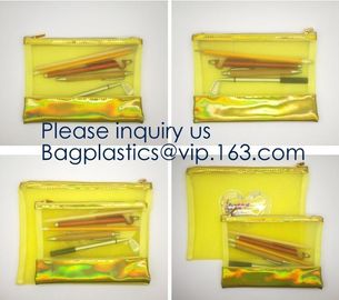 Fashion Travelling Heat-Sealed Clear EVA Cosmetic Bag With Yellow Snap Button And Rubber Handle Pouch By L'Oreal, Sedex
