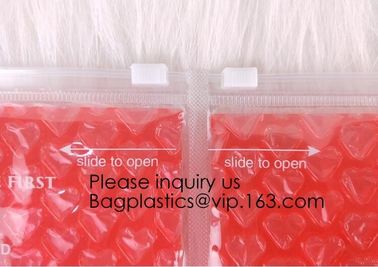 Cosmetic Packing Laser PVC Make Up Bag With Zipper Top Heart-Shaped Air Bubble Packaging Bag, bagease, bagplastics