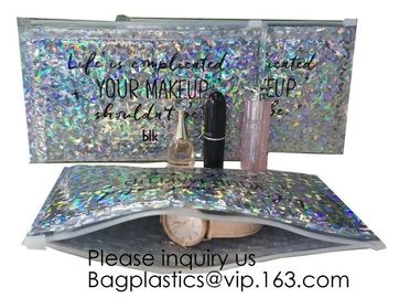 Printing Zipper Plastic Foil Zip lockk Packaging Hologram Laser Holographic Aluminum Foil Folding Pouch Bags For Jewelry