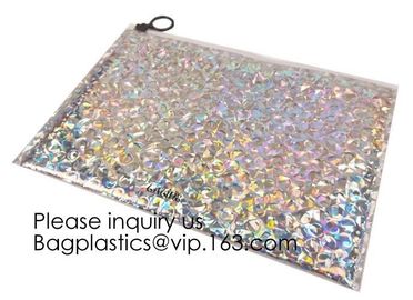 Printing Zipper Plastic Foil Zip lockk Packaging Hologram Laser Holographic Aluminum Foil Folding Pouch Bags For Jewelry