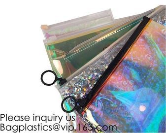 Printing Zipper Plastic Foil Zip lockk Packaging Hologram Laser Holographic Aluminum Foil Folding Pouch Bags For Jewelry