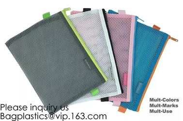 Colored Mesh Zipper Pouch Multipurpose Travel Mesh Bag for Cosmetics Offices Supplies Travel Accessories, stationery pac