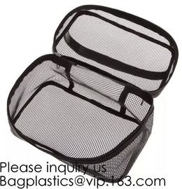 Collapsible Mesh Bag – Large See-Thru Travel Tote with Shoulder Straps – Water-Resistant with Zippered Pockets – Black