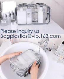 Holiday Cosmetic Bag Flamingo Ice Cream Transparent Makeup Bags With Handle See Through Plastic Makeup Bags, Dress Bags