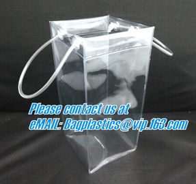 clear pvc packaging bag with handle for wine, vinyl pvc zipper gift tote bags with handles, gift bag with plastic snap