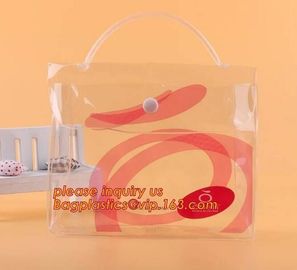 Promotion clear pvc cosmetic plastic handle bag pvc tote bags, recyclable PVC loop handle plastic bag, gift and shopping