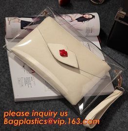 Button Closure PVC Clutch Bag For Women Handbag Snap Sleeve Cosmetic Makeup Bag, Satchel Golden Handle Chain Clutch PVC