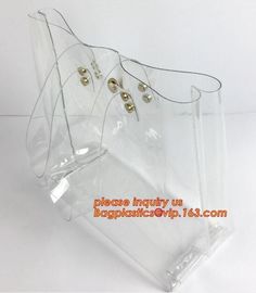 Clear Tote Bags Handbag PVC Women Shoulder Fashion Transparent Beach Bag, PVC Women Bags Tote Beach Handbags, eco zipper