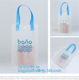 Waterproof recycled handle shopping square bottom transparent pvc plastic bag, promotion gifts packing plastic handle PV