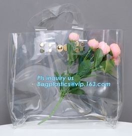 Eco-friendly washable kraft paper with PVC handle bag for women, Die cut handle soft PVC packaging bags for tool, handy