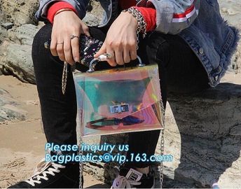 Translucent color fashion PVC handbag, ladies shoulder bag pu/pvc Women Handbags, Womens Clear Tote Bags for Shoulder Cl