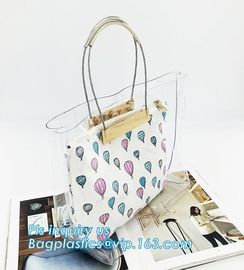 vinyl tote bags transparent pvc handbag, Fashion pvc beach bag summer handbag women, Metallic Transparent PVC Beach Hand
