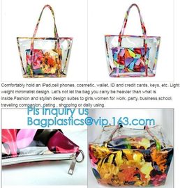 Pvc Customized Women Clear Bag Waterproof Shoulder Bag With Cosmetic, pvc clear beach bags/ pvc shoulder bag factory