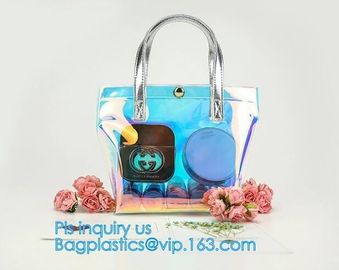Tote Bags for Shoulder Clear Purse PVC Transparent Handbags, laser pvc shopping bag fashion transparent PVC tote handbag