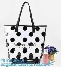 waterproof shoulder beach bag, shoulder tote clear pvc beach bags with silk ribbon, Shoulder Messenger Bags, tote carry