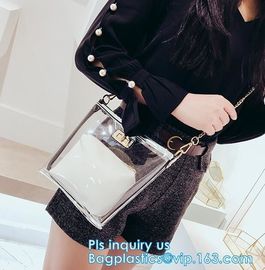 Transparent conference eco shopping bag, shopping pvc bag with custom print, shopping square bottom portable clear PVC p