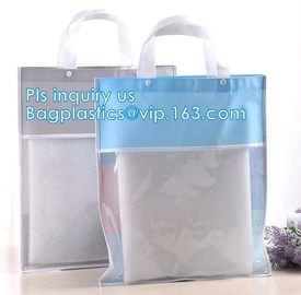 fashion custom pvc shopping bag with your logo, eco-friendly transparent shopping bag by machine for cosmetic gift cheap