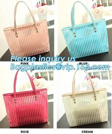 Shoulder Tote Pouch Clear PVC Beach Bag With Interior Pocket, jelly pvc women big design handbag shoulder sling bag of l