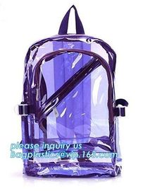 Multi-pockets School Outdoor Clear Transparent PVC Daypack Backpack, Heavy-duty clear PVC school travel backpack with pa