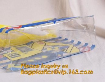 PVC plastic shopping bag transparent handle bags,Waterproof recycled handle shopping square bottom transparent pvc plast