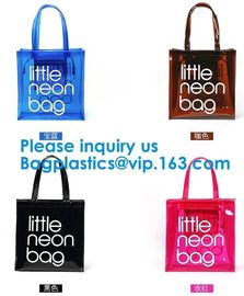Fashion Clear Pvc Beach Tote Bag For Women,Clear Tote Bags PVC Beach Tote Bag With Black Webbing Handle Bag