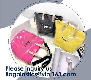 Fashion Ladies Rainbow Hologram Laser PVC Handbag Beach Shoulder Bag Shopping Tote Bag For Women