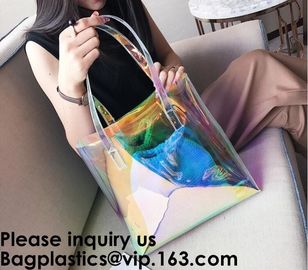 Promotional Shiny PVC Tote Bag, Women Gender and Casual Tote Shape large capacity clear PVC Beach Bag, Bagease, Bagplast