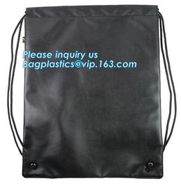 Custom Name Stamping PU Leather Drawstring Bag With Handle Waterproof Promotional Black Drawstring Bag Promotional Detai