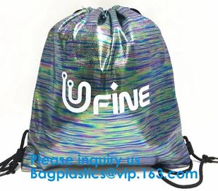 Fashionable Metallic Silver PU Leather Gym Drawstring Bag,Leather Backpack SKULL Gym Drawstring Backpack String Bag