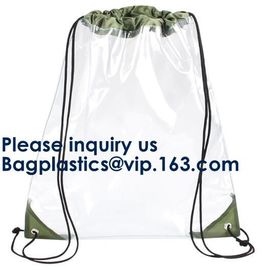 PVC Drawstring Bag Backpack With Solid Bottom Promotional Custom 210D Transparent PVC Clear Drawstring Backpack Bags