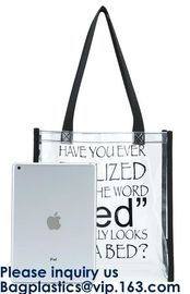 Clear PVC Tote Bag With Nylon Handles And Fabric Trim,Clear PVC cosmetic zipper bag with white trim, Bagease, Bagplastic