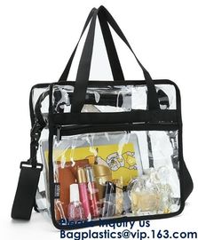 Clear PVC Bag With Zipper Interior Pouch And Detachable Shoulder Strap,Cosmetic Tote Bags With Zipper Closure, bagease