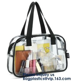 Clear PVC Bag With Zipper Interior Pouch And Detachable Shoulder Strap,Cosmetic Tote Bags With Zipper Closure, bagease