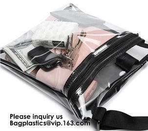 Clear Sling Bag PVC Tote Bag With Interior Mesh Bag And Shoulder Strap,Clear PVC large handbag with small pouch