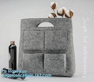 Handmade Felt Shopping Bag With Handle, Ladies Fashion Felt Tote Bag With PU Handle, OEM Gray 2mm Thick Felt Handle Fash