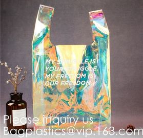 Holographic PVC Fabric Transparent Waterproof Tote Shopping Bag,Silk Printing Transparent Pvc Tote Shopping Bag, bagease