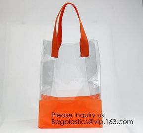 Vinyl Transparent PVC Gusset Bag Plastic Tote Shopping Bag For Packaging TPU Laser Makeup Handbag PVC Cosmetic Shopping