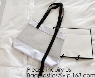 Transparent PVC Blanket Bag/Plastic Shopping Bag/Packaging Bag With Black Woven Trim And Webbing Handle, bagease, packag