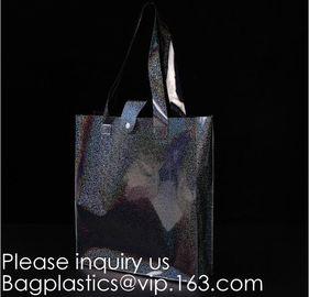 Reusable Custom Transparent PVC Shopping Bag Promotional Items Ladies Clear Plastic Beach Tote Bags Women, bagease, pack