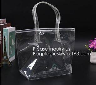 Manufacturer Custom Logo Transparent Clear PVC Plastic Portable Packaging Promotional Gifts Shopping Tote Bag, bagease