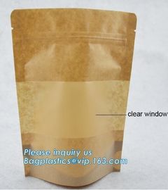 Square Bottom Gusseted Resealable Kraft Paper Stand Up Pouch Rice Packaging Bag With Zipper And Window BAGEASE PACKAGE