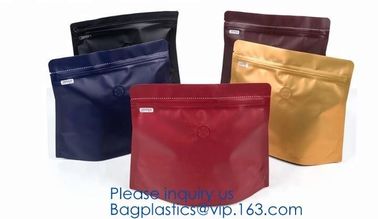 Biodegradable Foil Square Bottom Gusseted Bag, Flat Bottom Gusset Coffee Bag with Degassing Valve,gusset packaging bag f