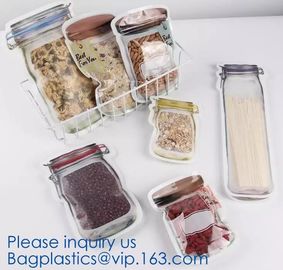 BPA Free Zip lockk Snack Bags for Preservation &amp; Cooking Reusable Food Storage Bag,Cooking Food Bag, Silicone Lunch Bag