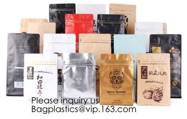 Coffee bean bag air valve kraft paper octagonal sealing aluminum foil self-supporting Zip lockk bag custom coffee packagin