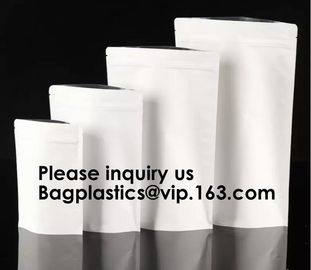 Kraft Paper Bags, Zip Lock Stand-up Reusable Sealing Food Pouches with Transparent Window and Tear Notch for Storing ,Co